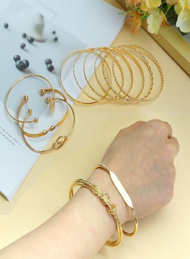 Gallipower 11Pcs Gold Bangle Bracelets for Women,Adjustable Bangle Bracelet,Multi Layer Open Stackable Cuff Bracelet Set,Fashion Accessories Jewelry Gifts for Women - Image 4